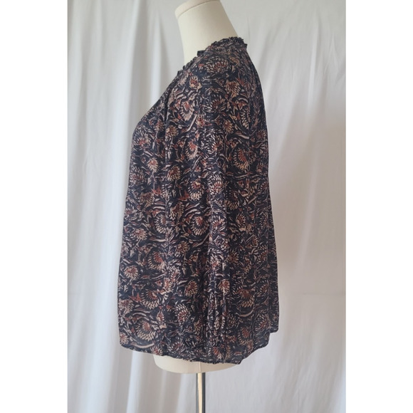 Faherty Womens Artisan Block Print Multicolor Portia Blouse Top Small - Picture 6 of 8
